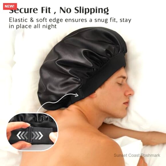 Double Layer Silk Bonnet Adjustable Non-Slip Sleep Cap Hair Care main image 4